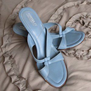 Aerosoles Wedgewood blue stacked wedge heeled leather sandals
